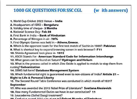 Gk Questions And Answers In English Pdfexam
