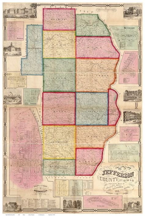 Jefferson County Ohio 1856 Old Wall Map Reprint With Etsy Jefferson