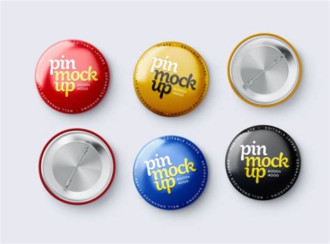 Pin Button Mockup Set By Top Elements On Dribbble