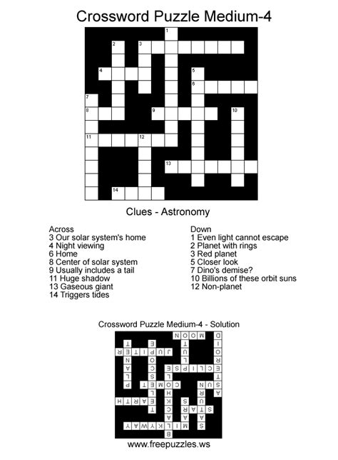 Find your medium difficulty crossword puzzle printable free here for medium difficulty crossword puzzle printable free and you can print out. Crossword Puzzles - Medium Crossword Puzzle Four - Free Puzzles