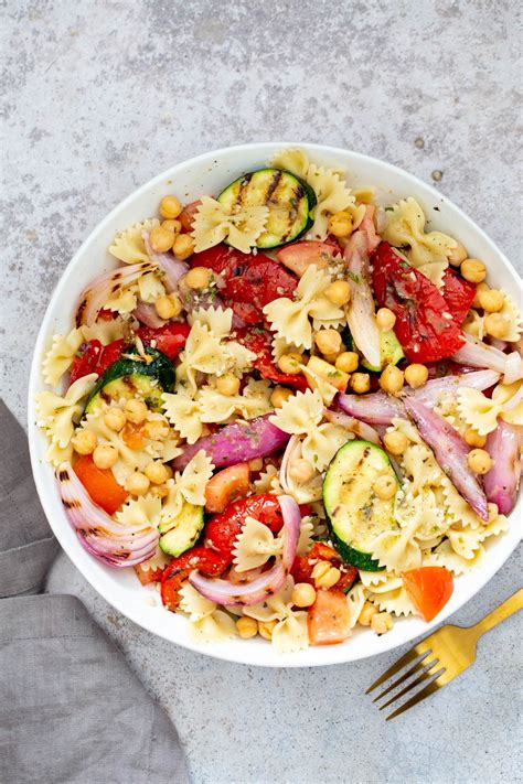 Easy Summer Pasta Salad With Grilled Vegetables Vegan Richa