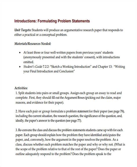 A research problem may be defined as an area of concern, a gap in the existing knowledge, or a deviation in the norm or standard that points to the need for further understanding and a statement of the problem is used in research work as a claim that outlines the problem addressed by a study. FREE 6+ Problem Statement Examples & Samples in PDF | Examples