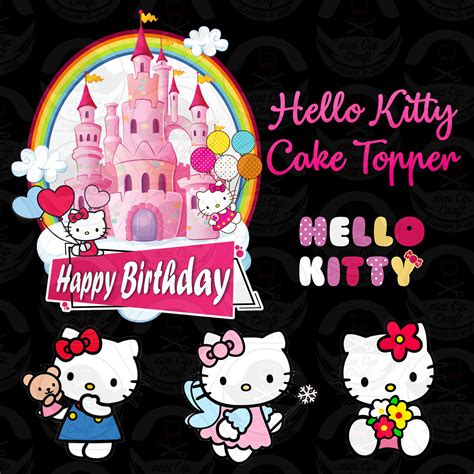 Hello Kitty Cake Topper Digital Template Etsy
