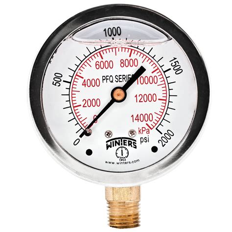 winters pfq series stainless steel 304 dual scale liquid filled pressure gauge with brass
