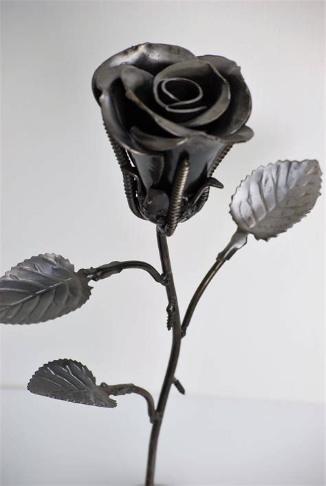 Metal Sculpture Rose T For Her Model Recycled Handmade Art Etsy