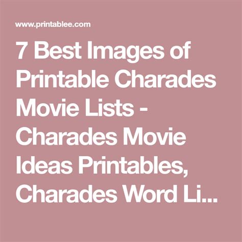 7 Best Images Of Printable Charades Movie Lists Charades
