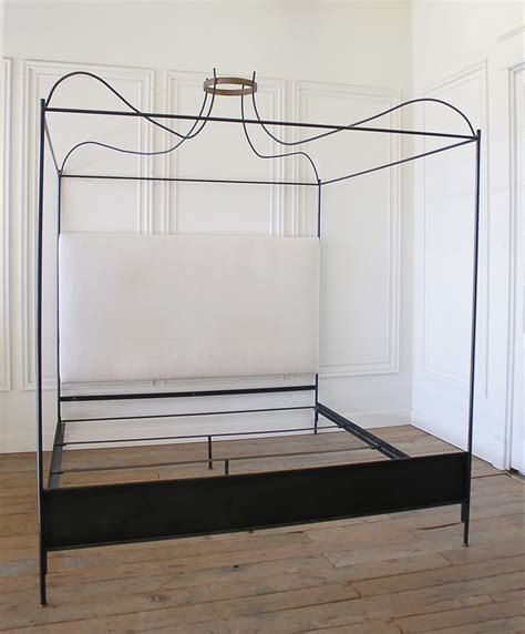 Generally any brass or steel bed with straight corner post can become a canopy. King Size Venetian Iron Canopy Bed with Upholstered ...