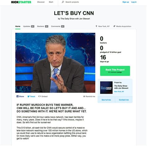 Jon Stewarts Kickstarter Campaign To Buy Cnn