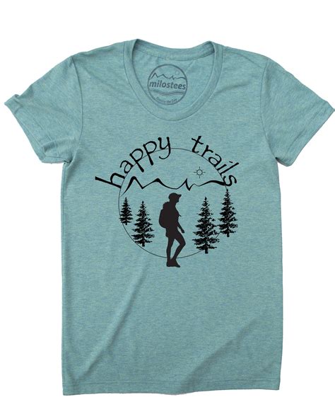 women s happy trails hiking t shirt in a form fitting fashion hiking shirts hiking shirts
