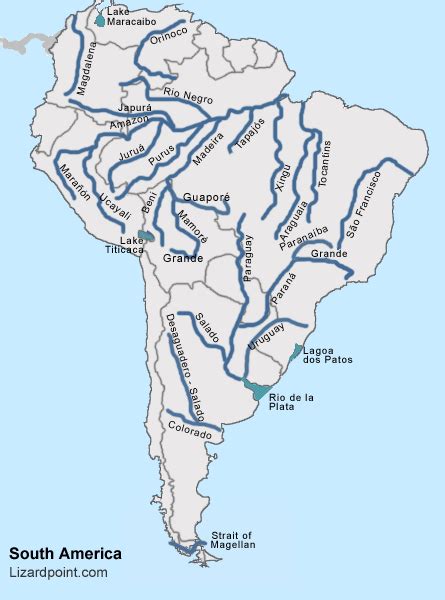 South America Map With Rivers Amanda Marigold