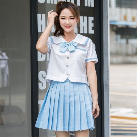 Uphyd Sky Blue Super Cute Girls Japanese School Student Uniforms Set