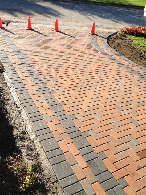 Freshly Finished Unilock Holland Stone Terracotta Brick Paver Driveway