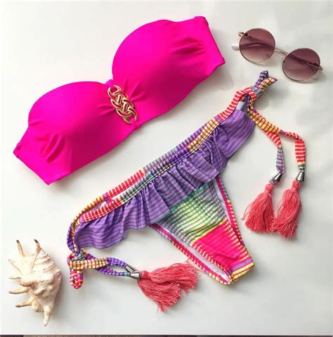 Bandea Push Up Swimsuit Women Swimwear Brazilian Bikini Set Print Bathing Suit Halter Top