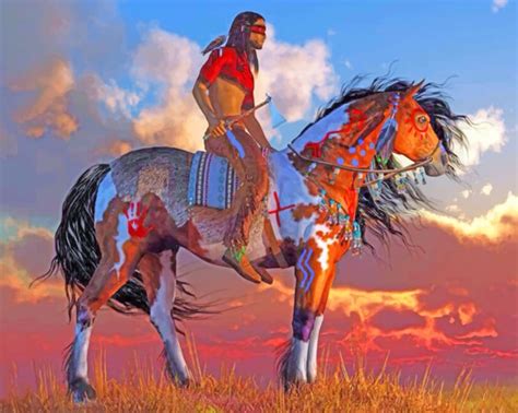 Native American On Horse Paint By Numbers Painting By Numbers