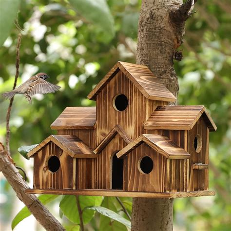 Amazon Wooden Bird Houses For Outside Hanging Clearance Hole