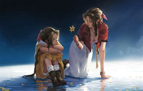 Fantasy Game Final Fantasy 7 Flower Girls Water Leaves Tears Artist Digital Art