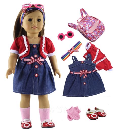 6in1 Set Doll Clothes Outfit Clothesbagsockshoes Fashion Casual Wear For 18american Girl
