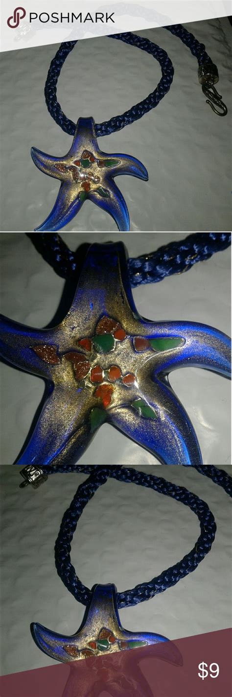 Vintage Murano Glass Lampwork Starfish Necklace Starfish Pendant