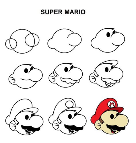 Subscribe for more easy cartoon characters to draw: Step-by-step tutorial to draw Super Mario. | Drawing ...