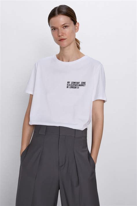 Camiseta Texto Frontal Estampadas Camisetas Mujer Zara España