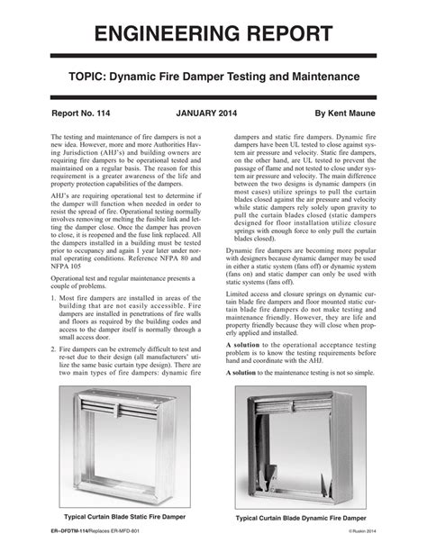 Dynamic Fire Damper Testing And Maintenance