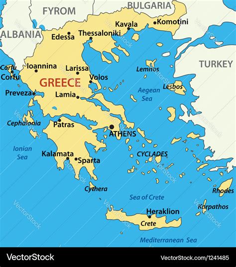 Map Of Greece Royalty Free Vector Image Vectorstock