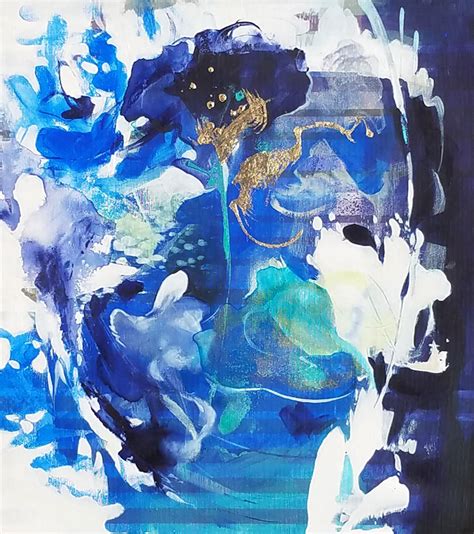 Cobalt Blooms Iii By K Nari Contemporary Abstract Original