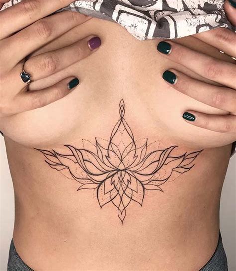 Sternum Tattoo Lotus Women Sternum Tattoo Underboob Tattoo Designs My