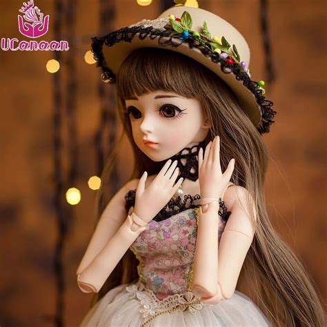 ucanaan 1 3 60cm girl bjd doll beauty 18 ball joints sd doll with shoes wigs dress hat makeup