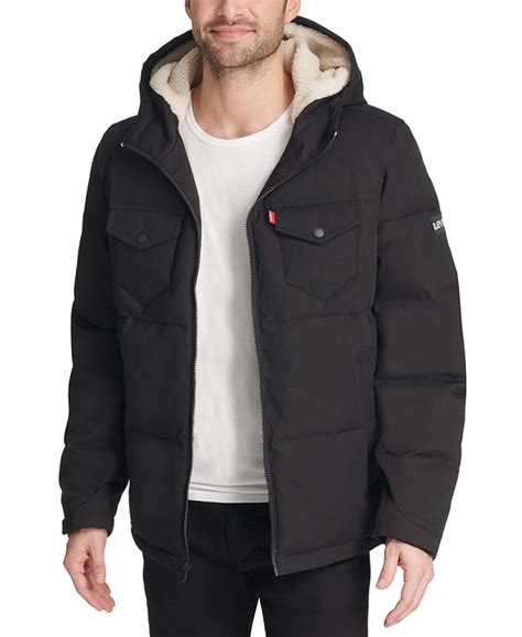 Levis Mens Quilted Puffer Jacket Black — Daves New York