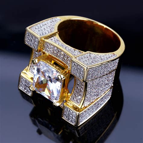 2021 Hip Hop Jewelry Mens Gold Rings Iced Out Micro Paved Cz Finger