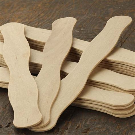 Unfinished Wood Wavy Paddle Fan Sticks Popsicle Sticks And Fan Sticks