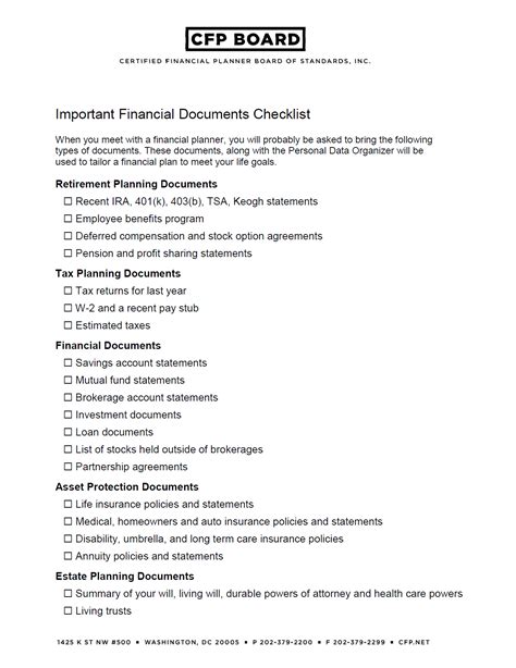 Prentice Wealth Management Checklist Of Important Financial Documents