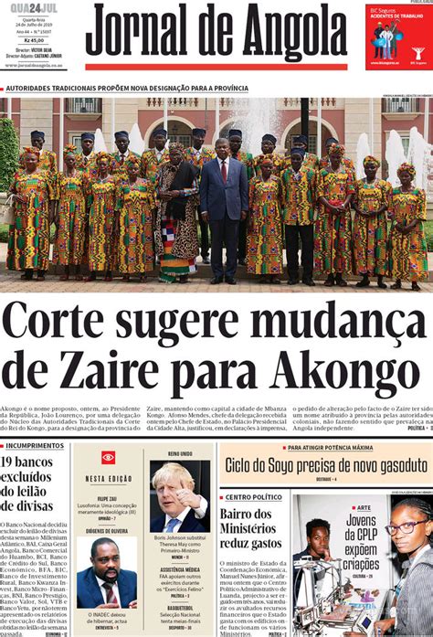 Capa Jornal De Angola De 2019 07 24