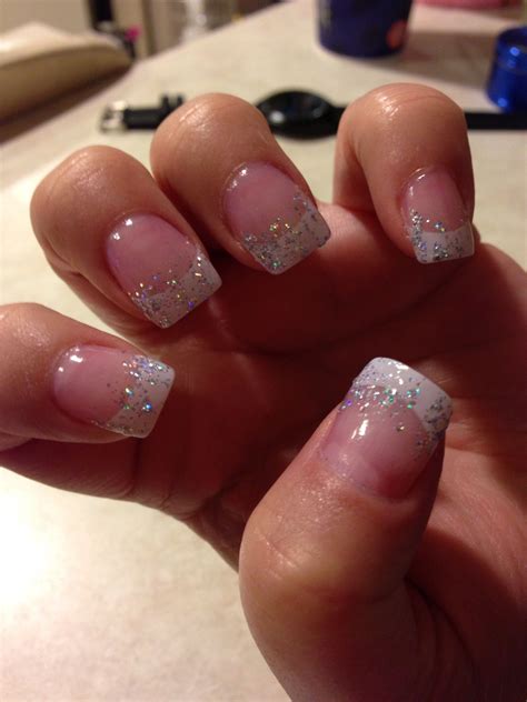 French Manicure With Glitter Love It Pink Nail Colors Manicure Colors Nail Manicure Gel