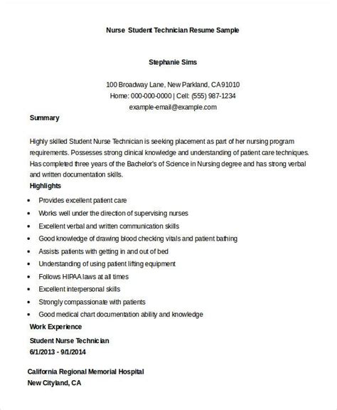 nursing student resume    word
