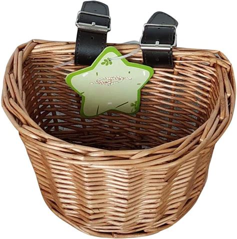 Front Handlebar Wicker Woven Bicycle Basket With Pu Leather Straps Bike
