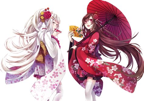 Download Japanese Anime Girls Anime Girl In Kimono Render Png Image