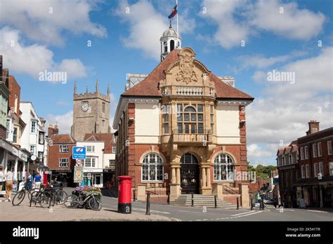 Marlborough Market Town And The Old Town Hall Wiltshire England Stock