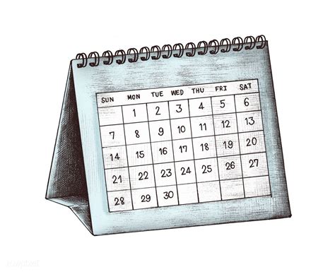 Hand Drawn Blue Desk Calendar Illustration Free Image By