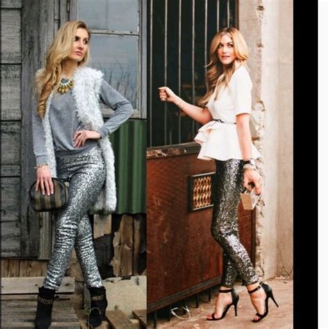 🎁sold Out🎁holiday Silver Sequin Leggings🎁 Sparkle Leggings Casual