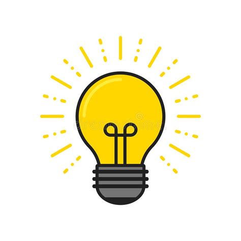 Vector Illustration Light Bulb With Rays Shine Energy And Idea Symbol