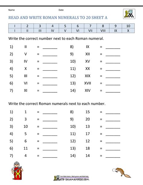 Roman Numbers Practice Worksheet