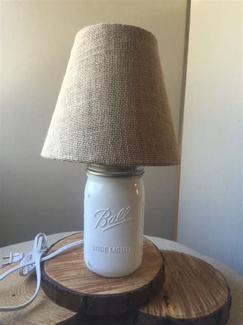 Mason Jar Lamp With Burlap Shade Mason Jar By Gingerscountrydecor