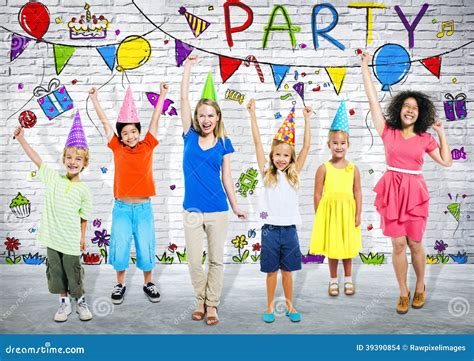 Kids And Young Adult In Birthday Party Stock Photo Image Of Birthday