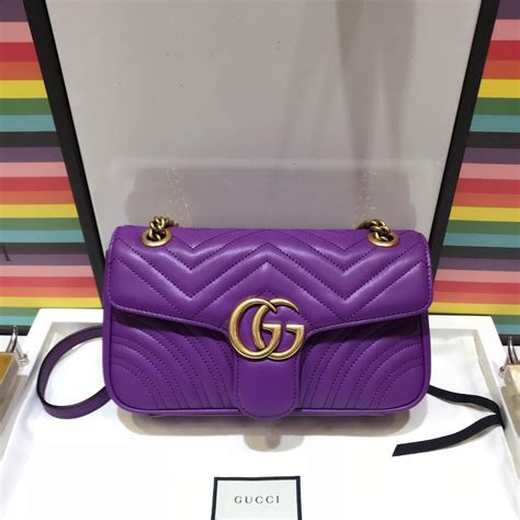 Gucci Gg Marmont Small Shoulder Bag Purple Leather 400 Shop Now On