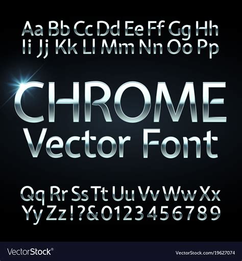 Chrome Steel Or Silver Letters And Numbers Vector Image