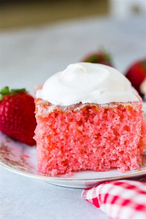 This homemade cake recipe is made in an . Strawberry Jello Cake - Oh Sweet Basil