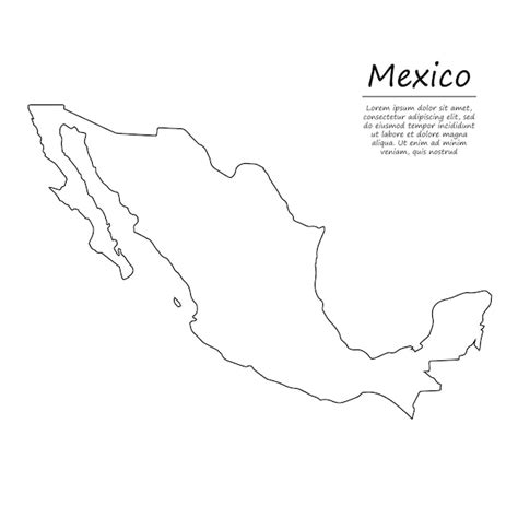 Premium Vector Simple Outline Map Of Mexico In Sketch Line Style