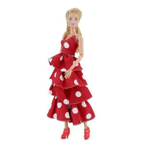 Fashion Outfit Red Dotted Polka Dress For Barbie Dolls Clothes Party Floral Gown Ebay
